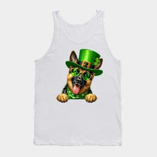 St Patricks Day Peeking German Shepherd Dog Tank Top